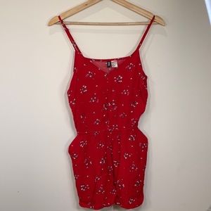 H&M Red Romper with Floral Print